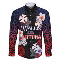 Wallis and Futuna Uvea Family Matching Off The Shoulder Long Sleeve Dress and Hawaiian Shirt Victory Day With Frangipani LT05 Dad's Shirt - Long Sleeve Black - Polynesian Pride