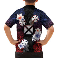 Wallis and Futuna Uvea Family Matching Off Shoulder Short Dress and Hawaiian Shirt Victory Day With Frangipani LT05 - Polynesian Pride