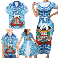 Personalised Fiji Ratu Sir Lala Sukuna Day Family Matching Short Sleeve Bodycon Dress and Hawaiian Shirt Hibiscus Tapa Pattern LT05 - Polynesian Pride