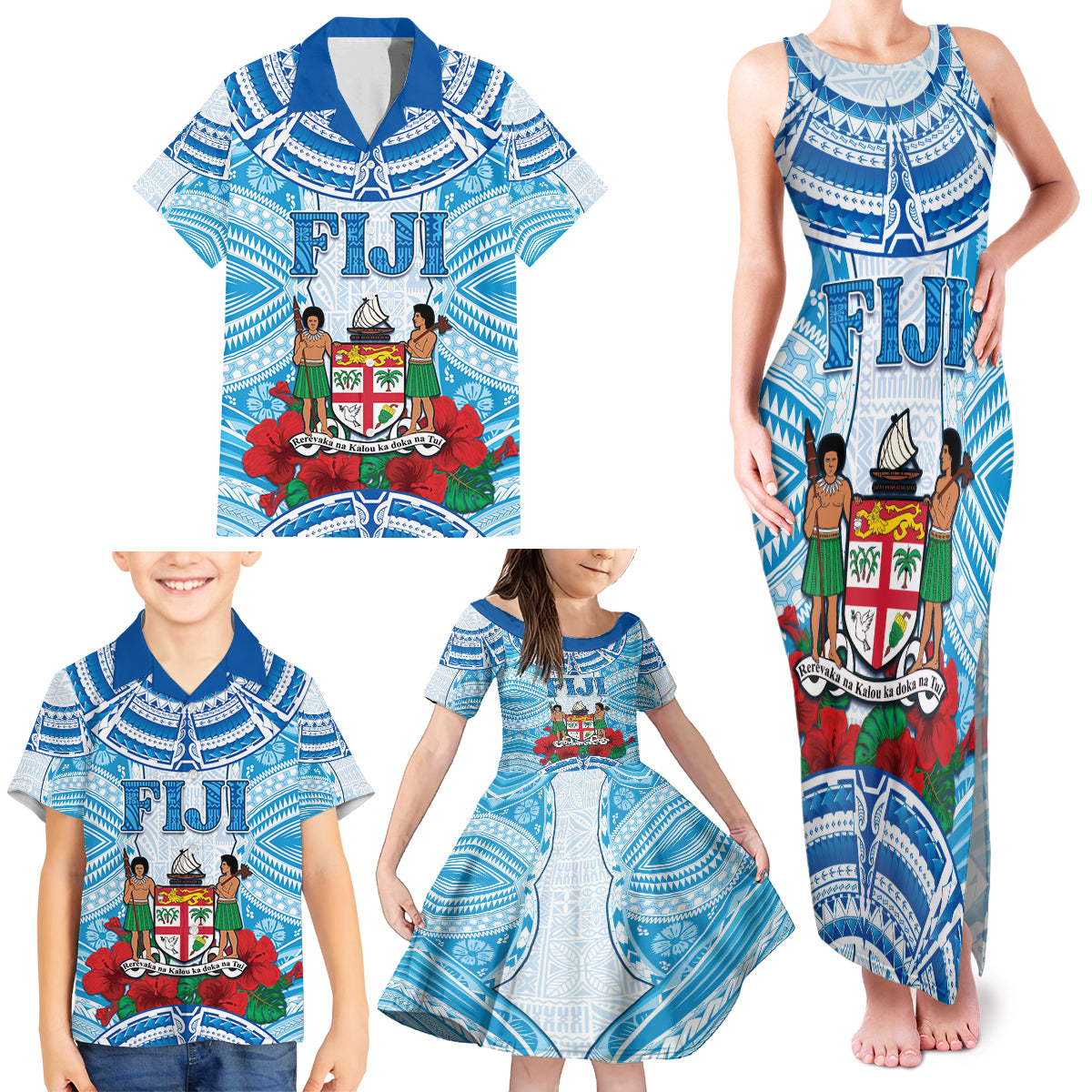 Personalised Fiji Ratu Sir Lala Sukuna Day Family Matching Tank Maxi Dress and Hawaiian Shirt Hibiscus Tapa Pattern LT05 - Polynesian Pride