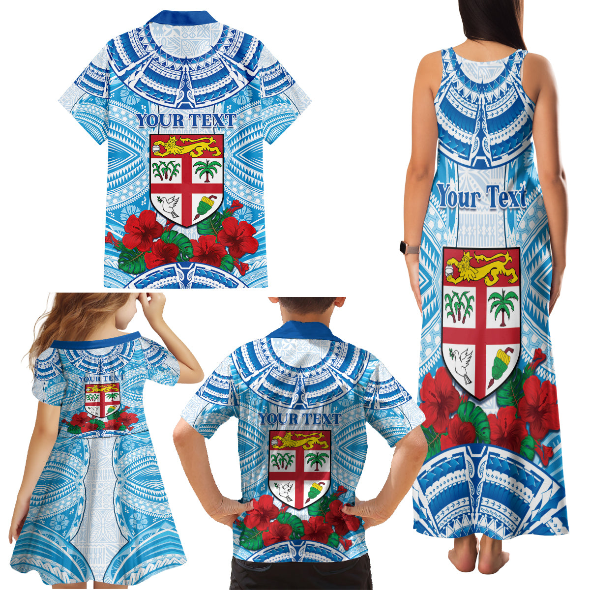 Personalised Fiji Ratu Sir Lala Sukuna Day Family Matching Tank Maxi Dress and Hawaiian Shirt Hibiscus Tapa Pattern LT05 - Polynesian Pride