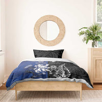 New Zealand And Scotland Rugby Bedding Set Maori Tiki With Thistle Together