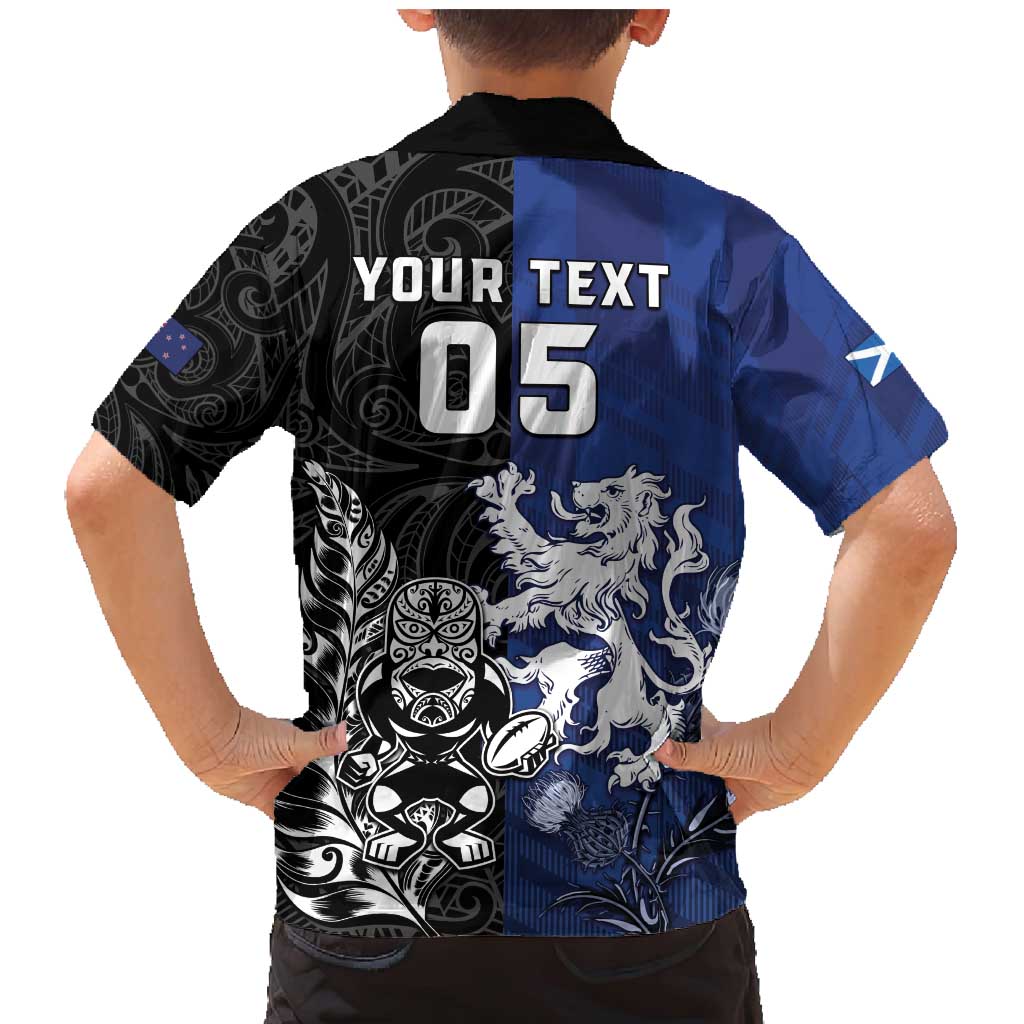 New Zealand And Scotland Rugby Custom Family Matching Mermaid Dress and Hawaiian Shirt Maori Tiki With Thistle Together LT05 - Polynesian Pride