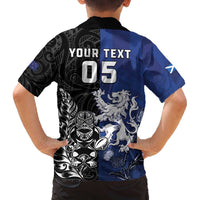 New Zealand And Scotland Rugby Custom Family Matching Off The Shoulder Long Sleeve Dress and Hawaiian Shirt Maori Tiki With Thistle Together LT05 - Polynesian Pride