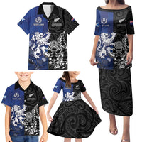 New Zealand And Scotland Rugby Custom Family Matching Puletasi and Hawaiian Shirt Maori Tiki With Thistle Together LT05 - Polynesian Pride