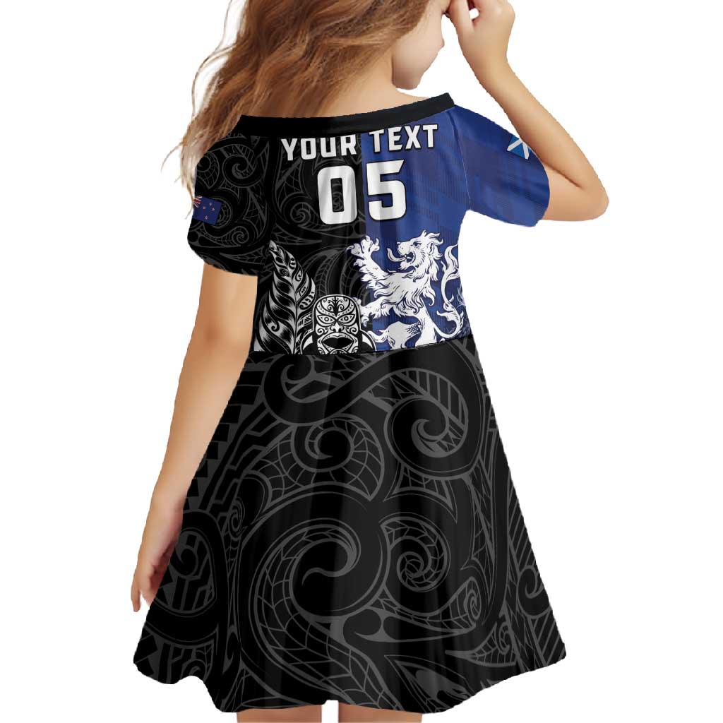 New Zealand And Scotland Rugby Custom Family Matching Summer Maxi Dress and Hawaiian Shirt Maori Tiki With Thistle Together LT05 - Polynesian Pride