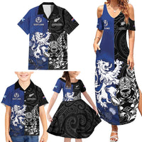 New Zealand And Scotland Rugby Custom Family Matching Summer Maxi Dress and Hawaiian Shirt Maori Tiki With Thistle Together LT05 - Polynesian Pride