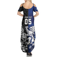New Zealand And Scotland Rugby Custom Family Matching Summer Maxi Dress and Hawaiian Shirt Maori Tiki With Thistle Together LT05 - Polynesian Pride