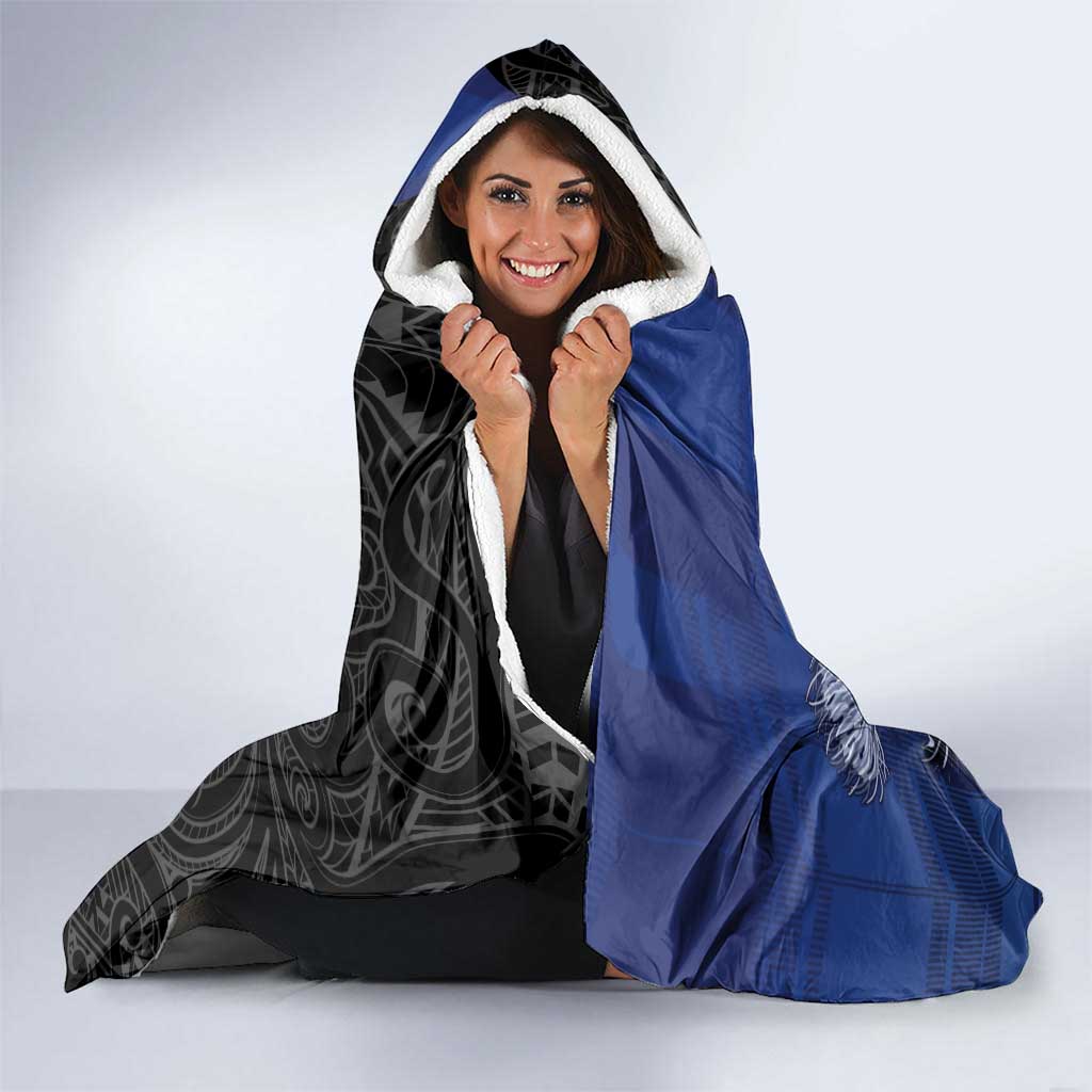 New Zealand And Scotland Rugby Hooded Blanket Maori Tiki With Thistle Together