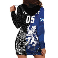 New Zealand And Scotland Rugby Custom Hoodie Dress Maori Tiki With Thistle Together LT05 - Polynesian Pride