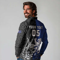 New Zealand And Scotland Rugby Custom Long Sleeve Polo Shirt Maori Tiki With Thistle Together LT05 - Polynesian Pride