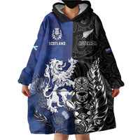 New Zealand And Scotland Rugby Custom Wearable Blanket Hoodie Maori Tiki With Thistle Together LT05 - Polynesian Pride