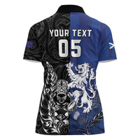 New Zealand And Scotland Rugby Custom Women Polo Shirt Maori Tiki With Thistle Together LT05 - Polynesian Pride