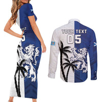 Fiji And Scotland Rugby Custom Couples Matching Short Sleeve Bodycon Dress and Long Sleeve Button Shirt Fijian Palm Tree With Thistle Together LT05 - Polynesian Pride