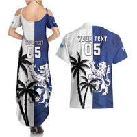 Fiji And Scotland Rugby Custom Couples Matching Summer Maxi Dress and Hawaiian Shirt Fijian Palm Tree With Thistle Together LT05 - Polynesian Pride