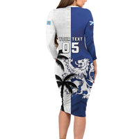 Fiji And Scotland Rugby Custom Family Matching Long Sleeve Bodycon Dress and Hawaiian Shirt Fijian Palm Tree With Thistle Together LT05 - Polynesian Pride