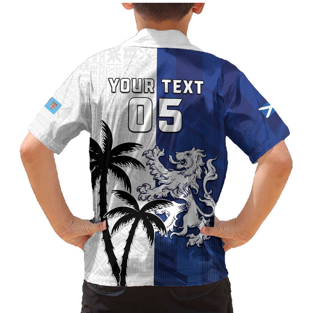 Fiji And Scotland Rugby Custom Family Matching Mermaid Dress and Hawaiian Shirt Fijian Palm Tree With Thistle Together LT05 - Polynesian Pride
