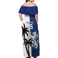 Fiji And Scotland Rugby Custom Family Matching Off Shoulder Maxi Dress and Hawaiian Shirt Fijian Palm Tree With Thistle Together LT05 - Polynesian Pride