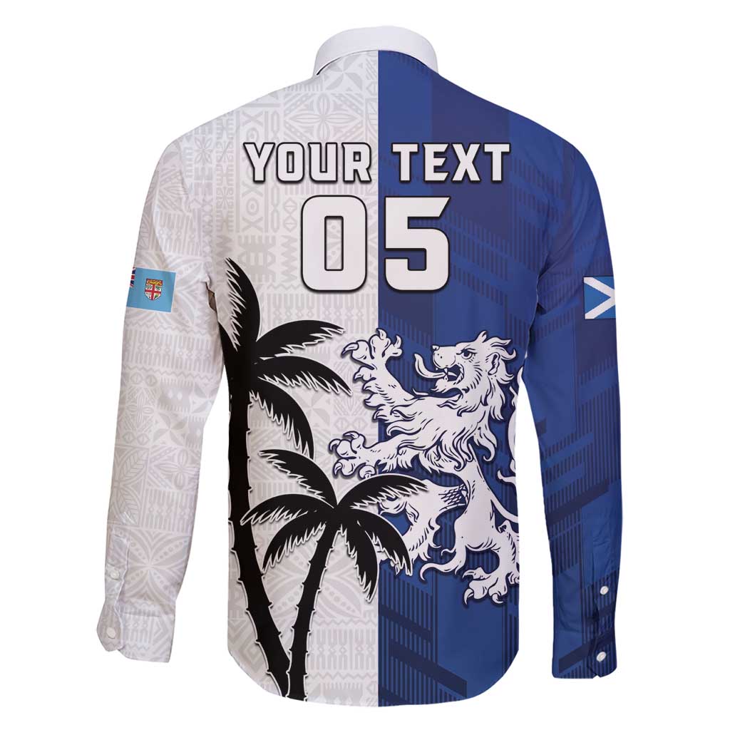 Fiji And Scotland Rugby Custom Family Matching Short Sleeve Bodycon Dress and Hawaiian Shirt Fijian Palm Tree With Thistle Together LT05 - Polynesian Pride