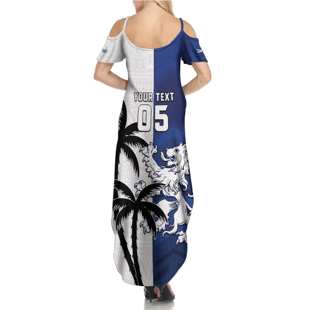 Fiji And Scotland Rugby Custom Family Matching Summer Maxi Dress and Hawaiian Shirt Fijian Palm Tree With Thistle Together LT05 - Polynesian Pride