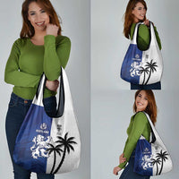 Fiji And Scotland Rugby Grocery Bag Fijian Palm Tree With Thistle Together