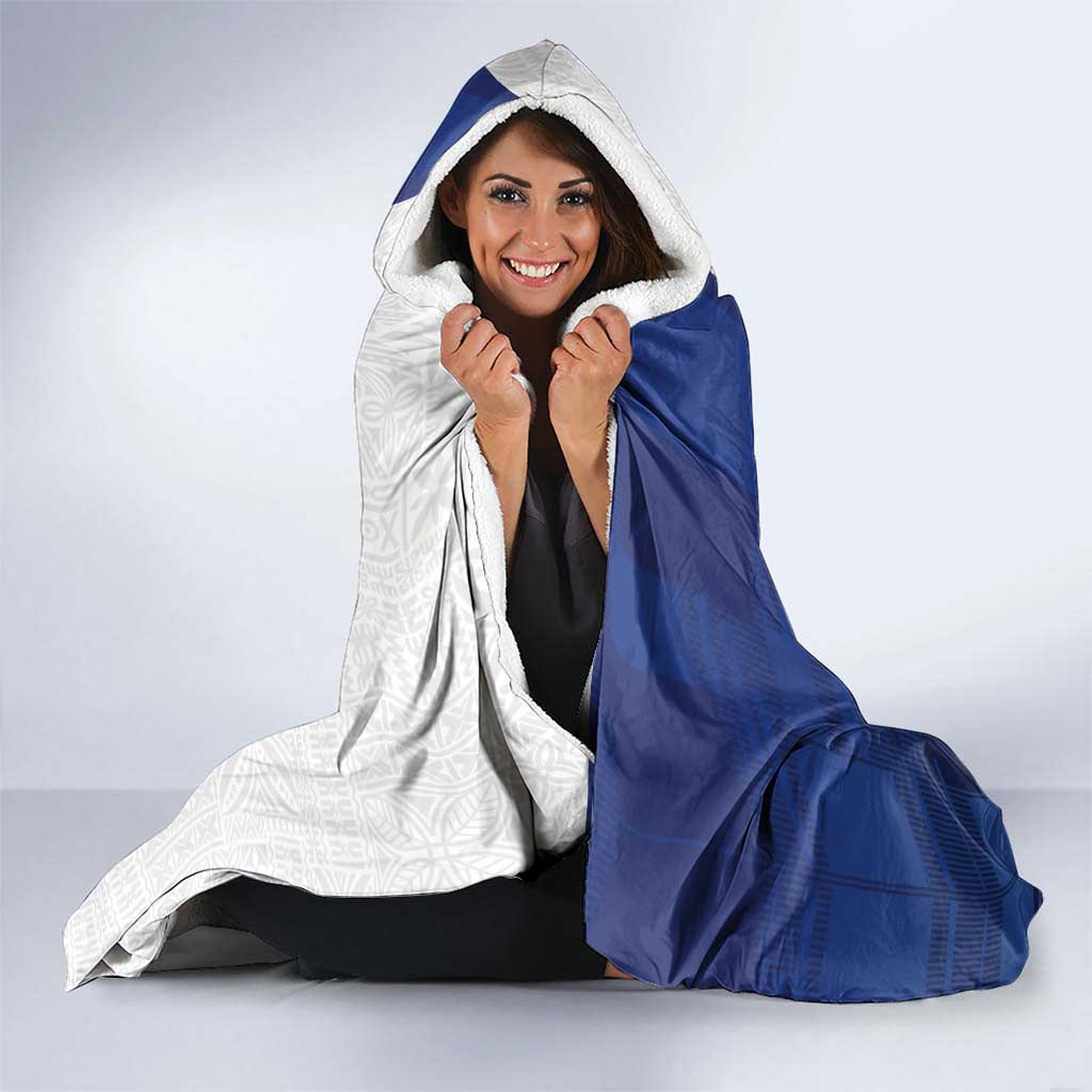 Fiji And Scotland Rugby Hooded Blanket Fijian Palm Tree With Thistle Together