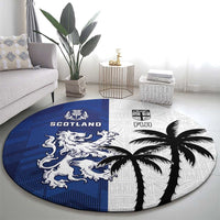 Fiji And Scotland Rugby Round Carpet Fijian Palm Tree With Thistle Together LT05 - Polynesian Pride