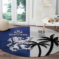 Fiji And Scotland Rugby Round Carpet Fijian Palm Tree With Thistle Together LT05 - Polynesian Pride
