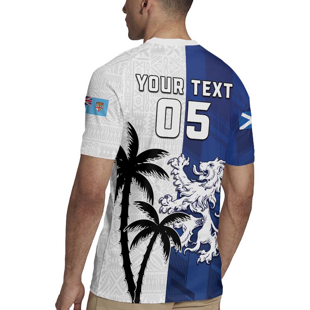 Fiji And Scotland Rugby Custom Rugby Jersey Fijian Palm Tree With Thistle Together