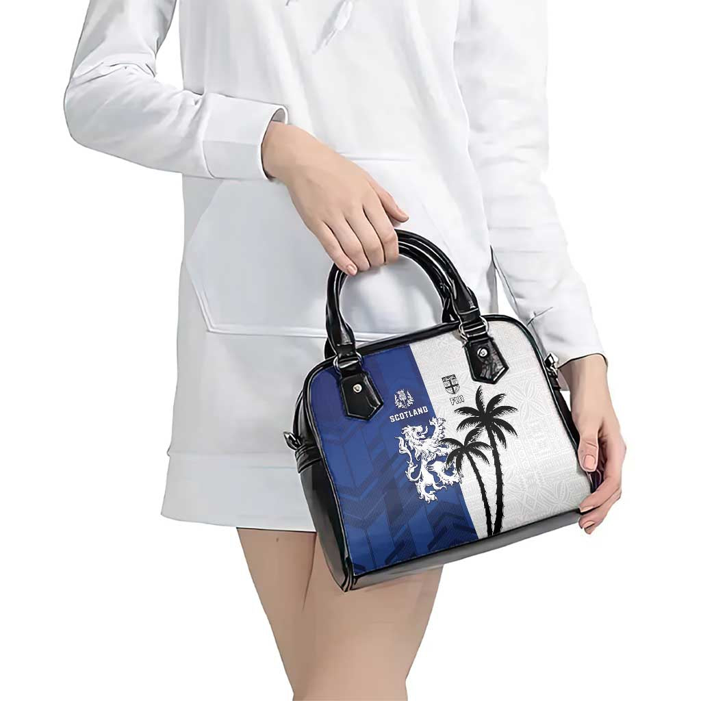 Fiji And Scotland Rugby Shoulder Handbag Fijian Palm Tree With Thistle Together