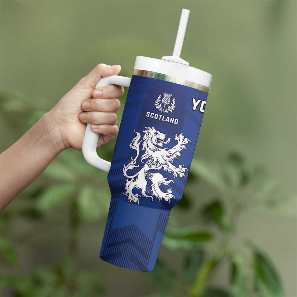 Fiji And Scotland Rugby Custom Tumbler With Handle Fijian Palm Tree With Thistle Together