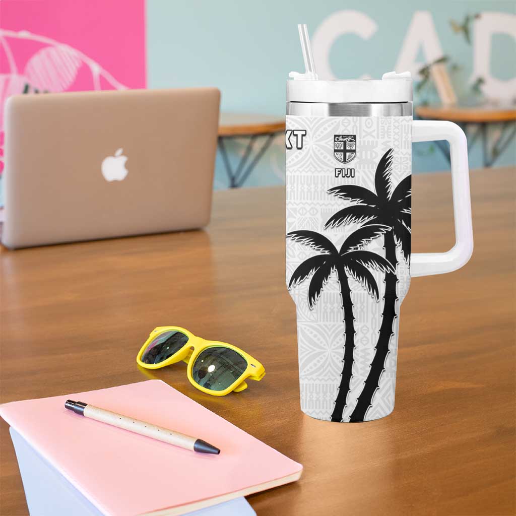 Fiji And Scotland Rugby Custom Tumbler With Handle Fijian Palm Tree With Thistle Together