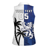 Fiji And Scotland Rugby Custom Women Sleeveless Polo Shirt Fijian Palm Tree With Thistle Together