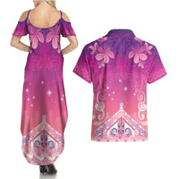 New Zealand Matariki Couples Matching Summer Maxi Dress and Hawaiian Shirt Maori Marae Purple Galaxy LT05 - Polynesian Pride