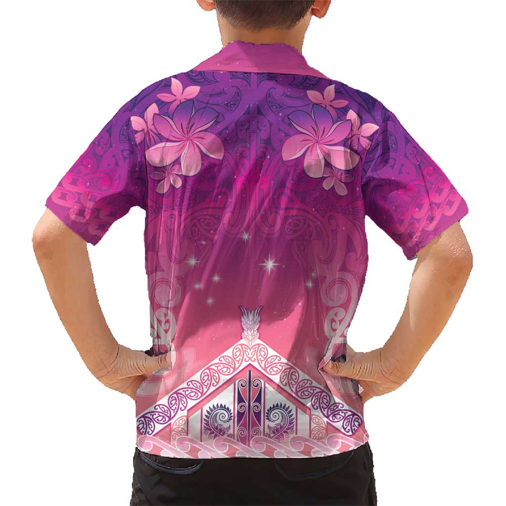 New Zealand Matariki Family Matching Short Sleeve Bodycon Dress and Hawaiian Shirt Maori Marae Purple Galaxy LT05 - Polynesian Pride