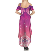 New Zealand Matariki Family Matching Summer Maxi Dress and Hawaiian Shirt Maori Marae Purple Galaxy LT05 - Polynesian Pride