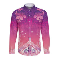New Zealand Matariki Long Sleeve Button Shirt Maori Marae Purple Galaxy LT05 Unisex Purple - Polynesian Pride