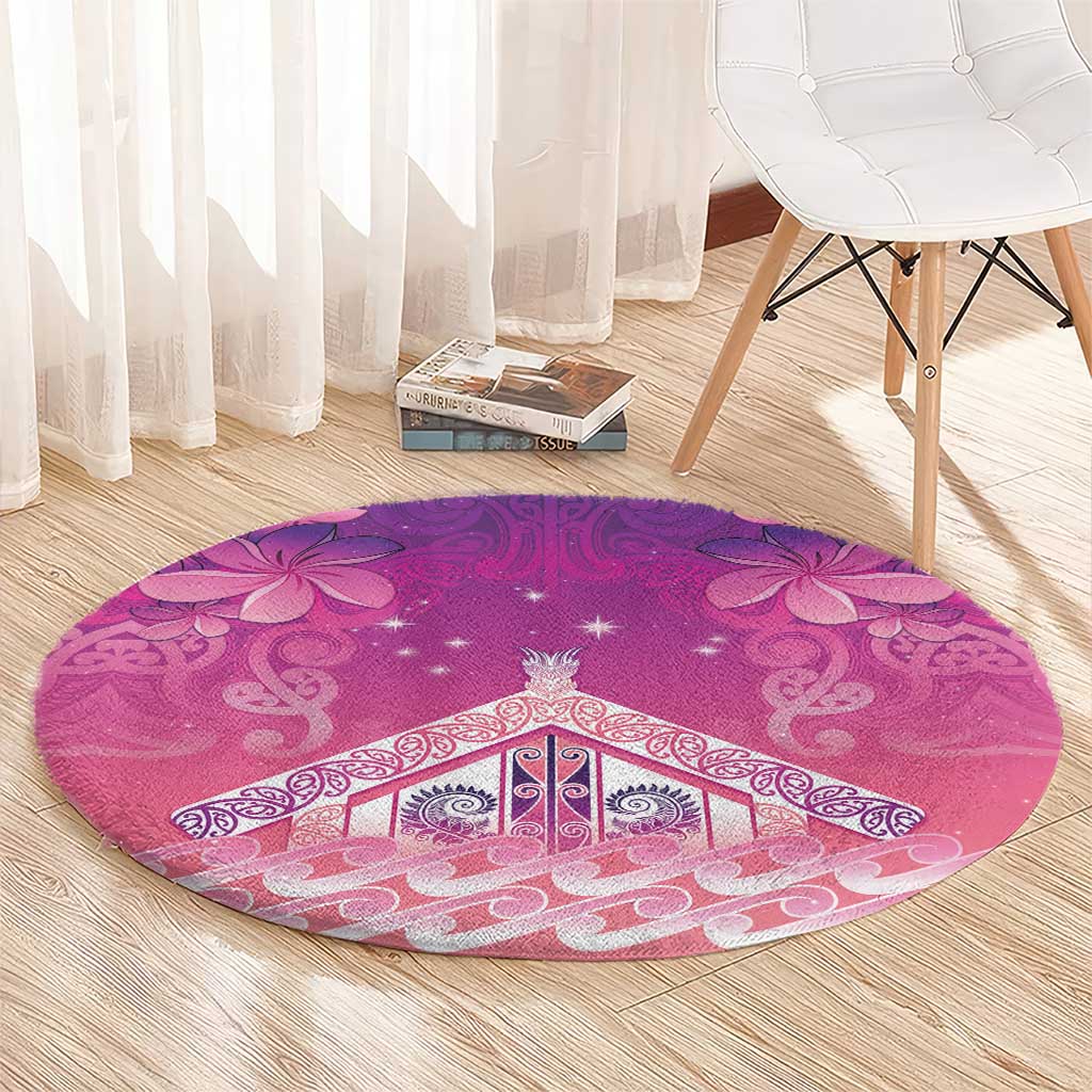 New Zealand Matariki Round Carpet Maori Marae Purple Galaxy