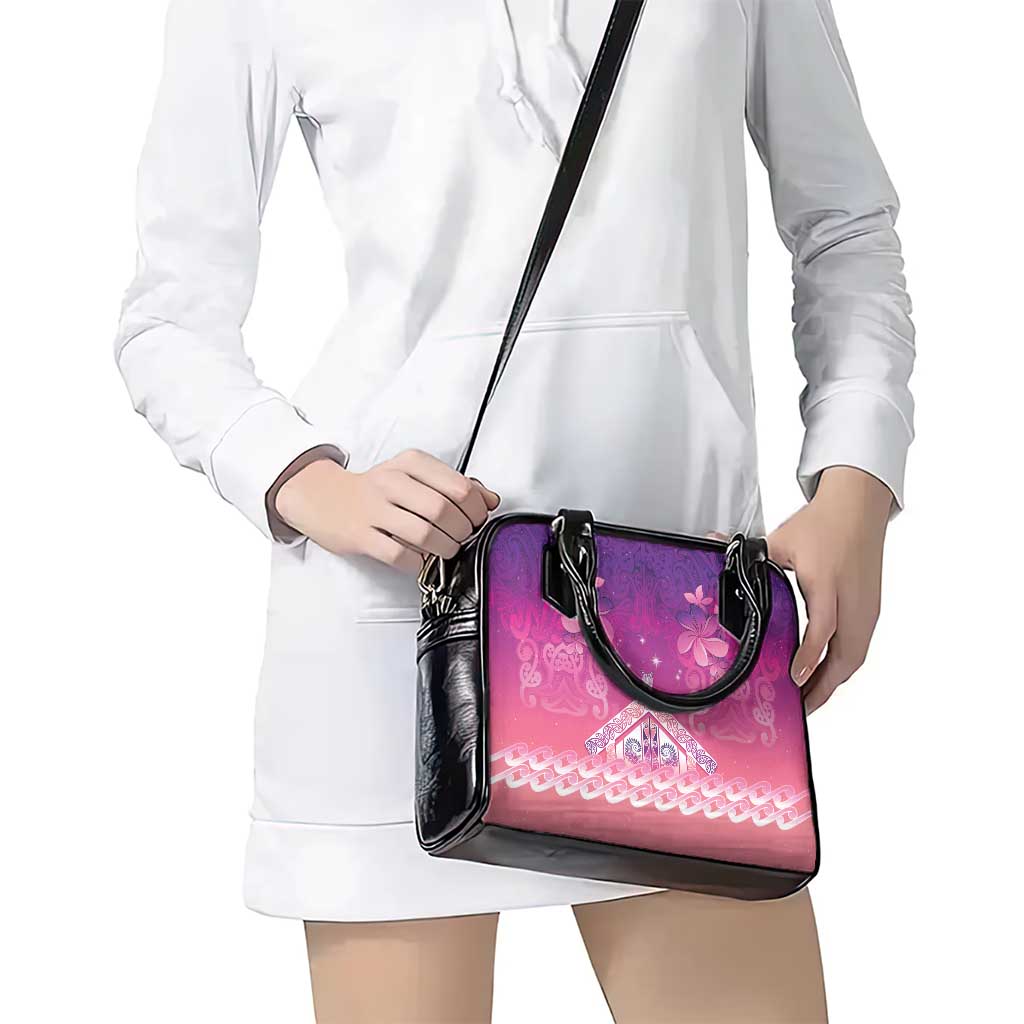 New Zealand Matariki Shoulder Handbag Maori Marae Purple Galaxy