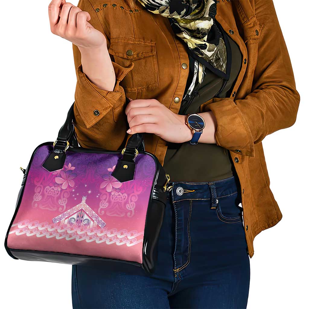 New Zealand Matariki Shoulder Handbag Maori Marae Purple Galaxy