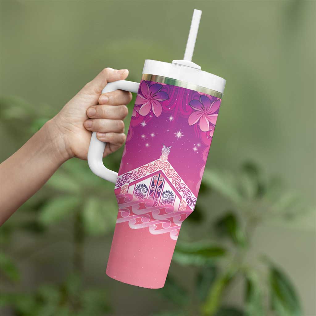 New Zealand Matariki Tumbler With Handle Maori Marae Purple Galaxy