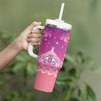 New Zealand Matariki Tumbler With Handle Maori Marae Purple Galaxy
