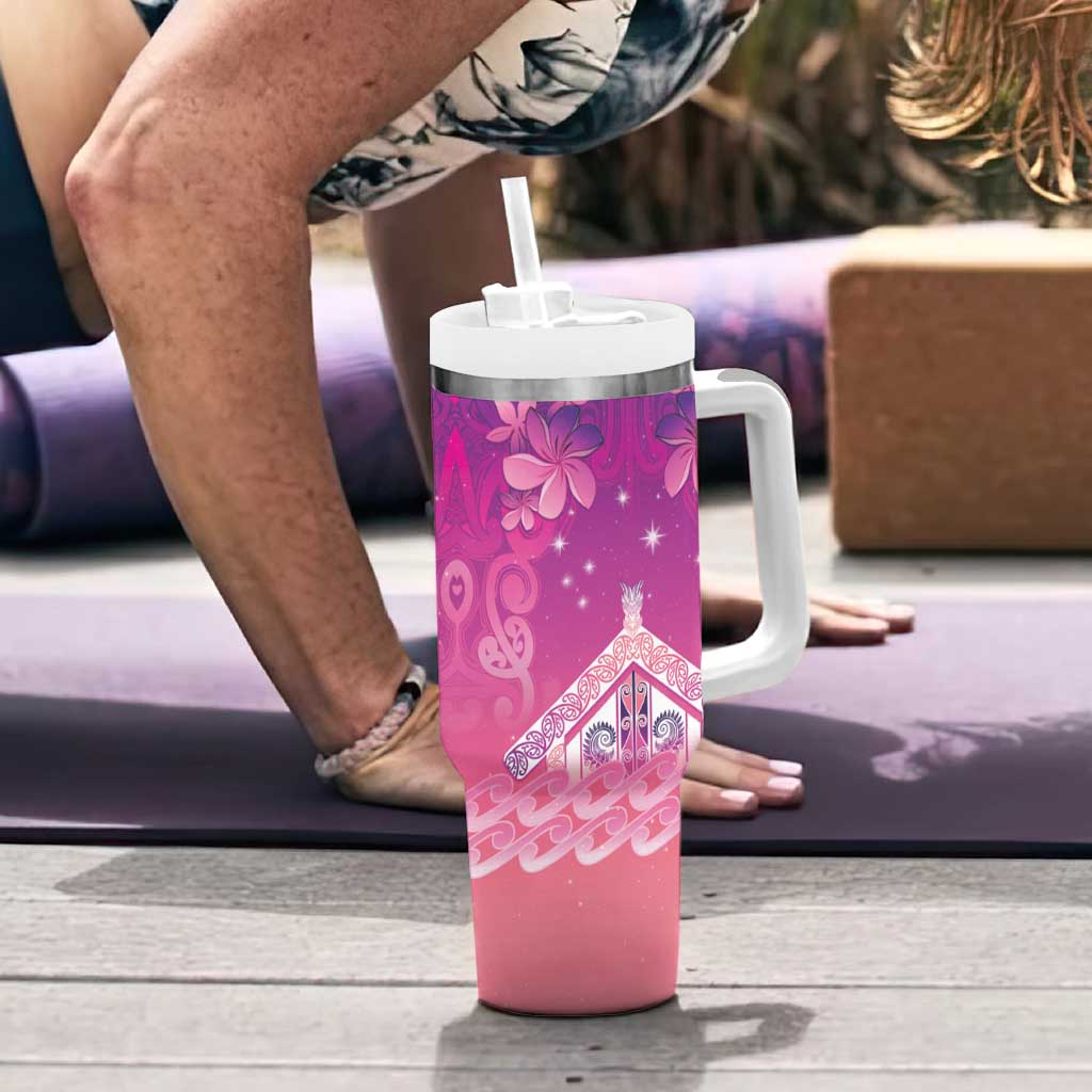 New Zealand Matariki Tumbler With Handle Maori Marae Purple Galaxy