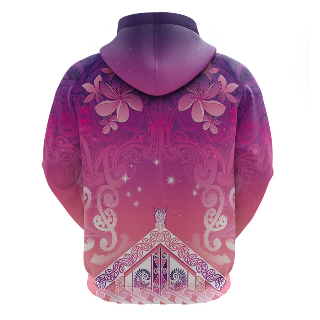 New Zealand Matariki Zip Hoodie Maori Marae Purple Galaxy