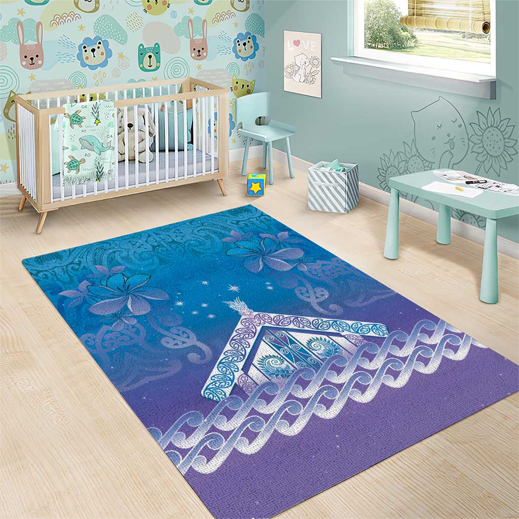New Zealand Matariki Area Rug Maori Marae Cyan Galaxy