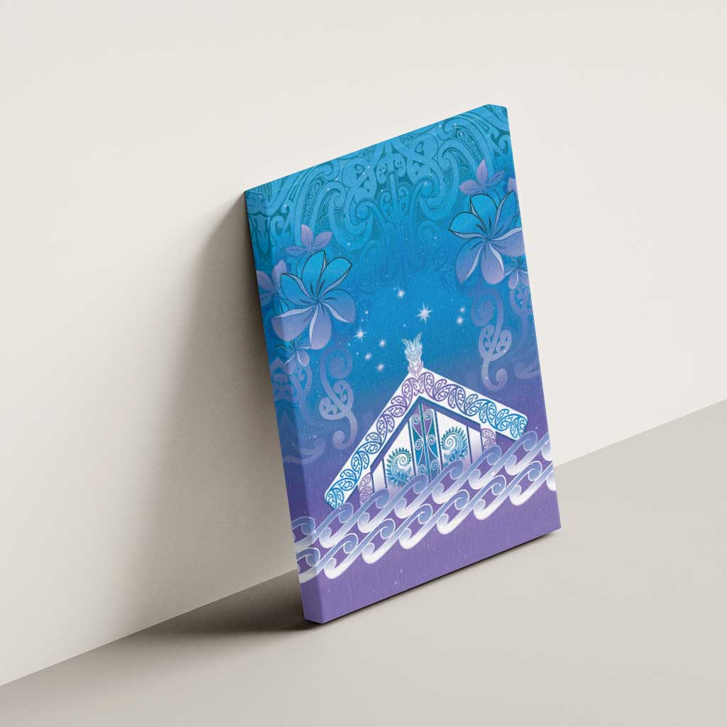 New Zealand Matariki Canvas Wall Art Maori Marae Cyan Galaxy