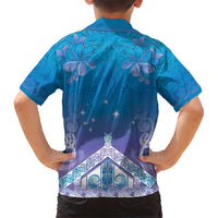 New Zealand Matariki Family Matching Short Sleeve Bodycon Dress and Hawaiian Shirt Maori Marae Cyan Galaxy LT05 - Polynesian Pride