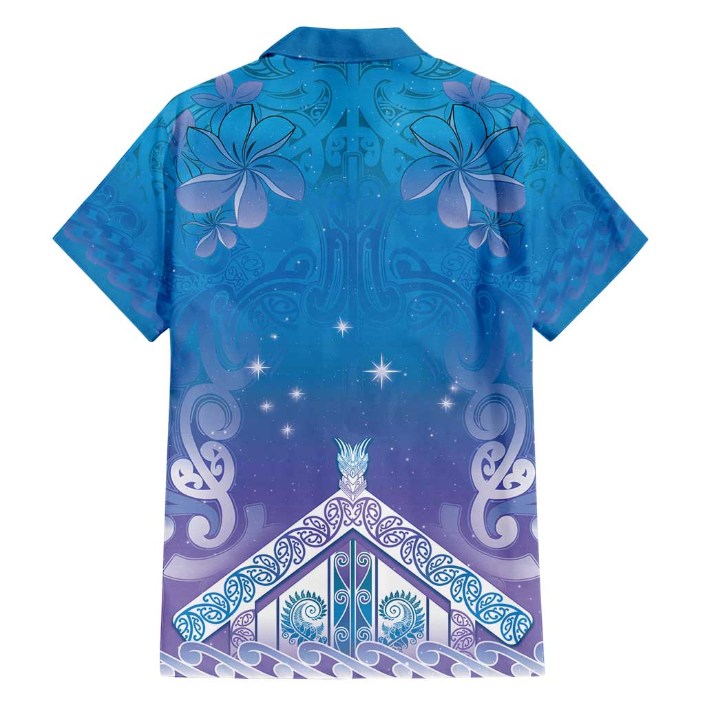 New Zealand Matariki Family Matching Short Sleeve Bodycon Dress and Hawaiian Shirt Maori Marae Cyan Galaxy LT05 - Polynesian Pride
