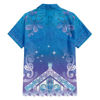New Zealand Matariki Family Matching Summer Maxi Dress and Hawaiian Shirt Maori Marae Cyan Galaxy LT05 - Polynesian Pride