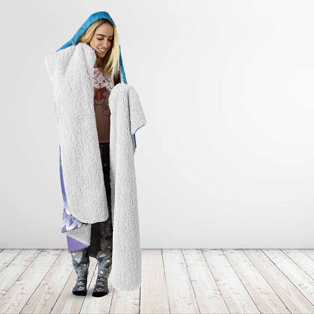 New Zealand Matariki Hooded Blanket Maori Marae Cyan Galaxy